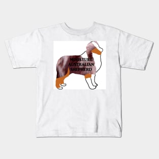 miniature australian shepherd red merle name silhouette Kids T-Shirt